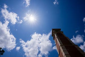 Moulton Tower with blue sky.