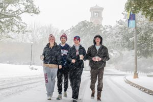 Students at snow day on campus.