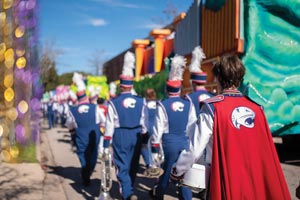 Jaguar Marching Band at Mardi Gras.
