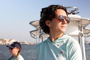 Marine Science student on the bay.