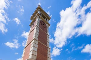 Moulton Tower in blue sky.
