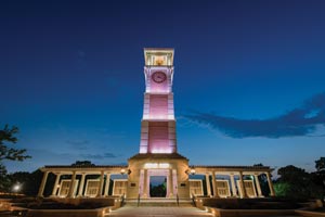 Moulton Tower at night.