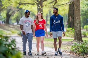 Students walking on jag fitness trail.