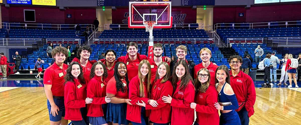 Southerners at a USA basketball game on the court.