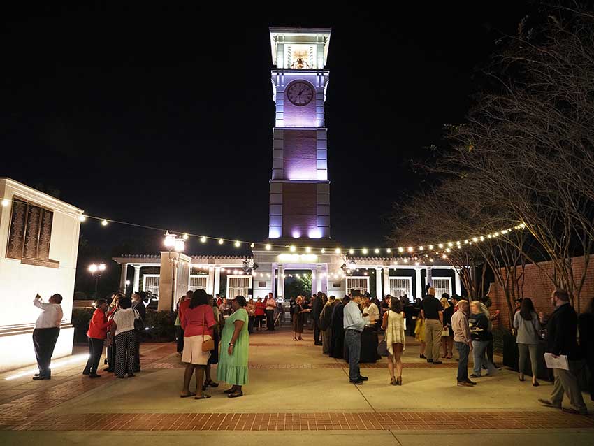 Crowd shot in front of Moulton Tower