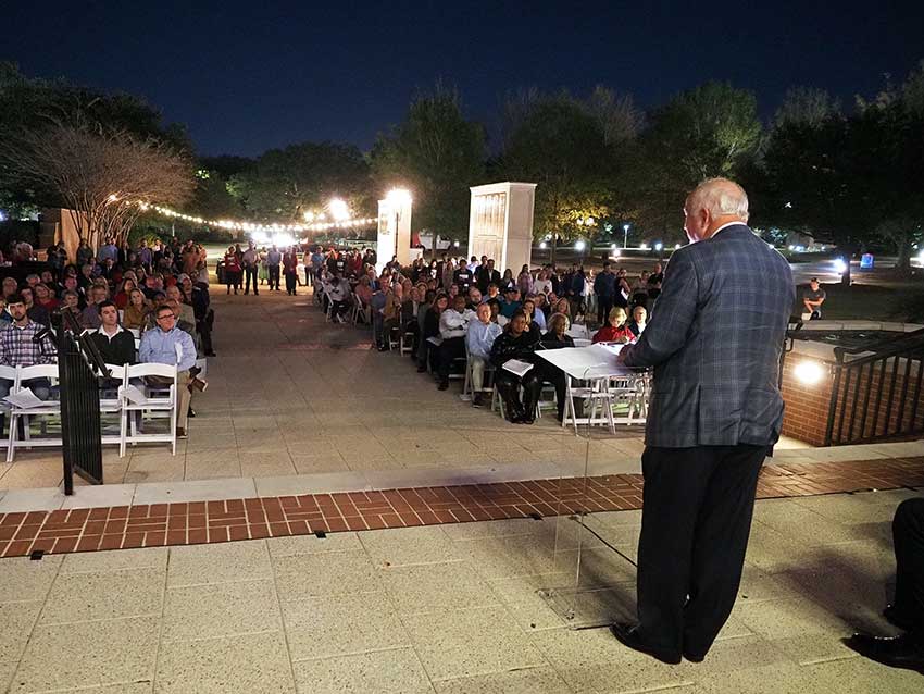 President Bonner talking to the crowd