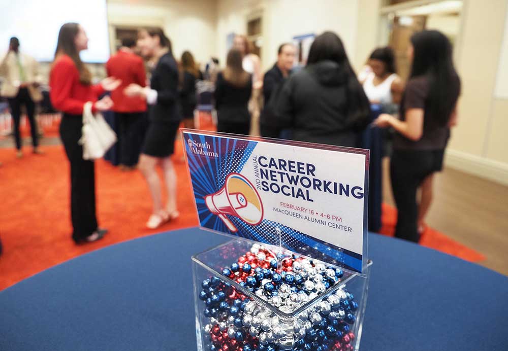 Table decorations at Career Networking Social.