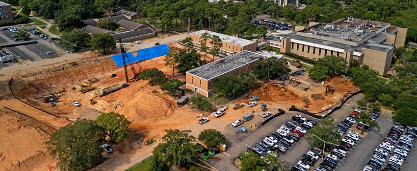 Aerial view of dirt at new project site.