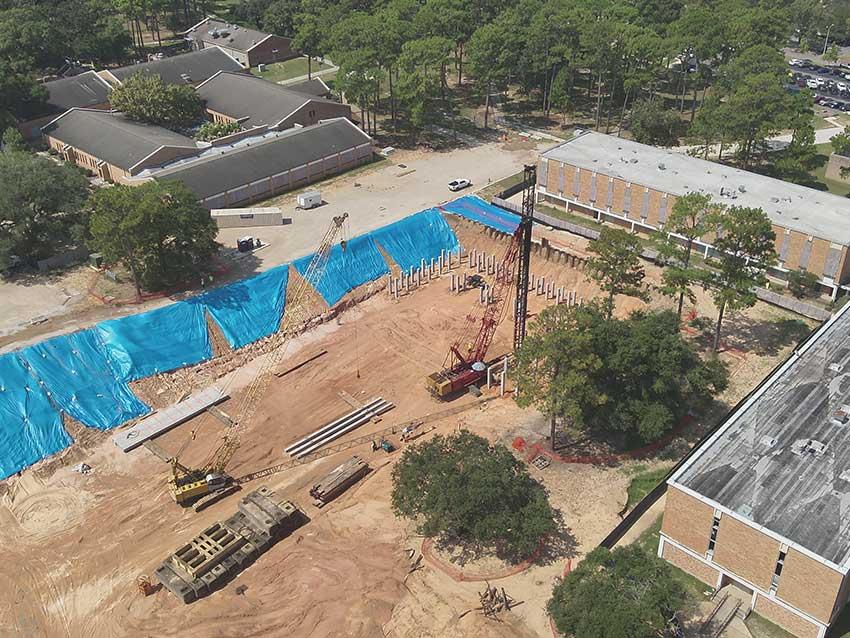 aerial view of the new College of Medicine building construction site