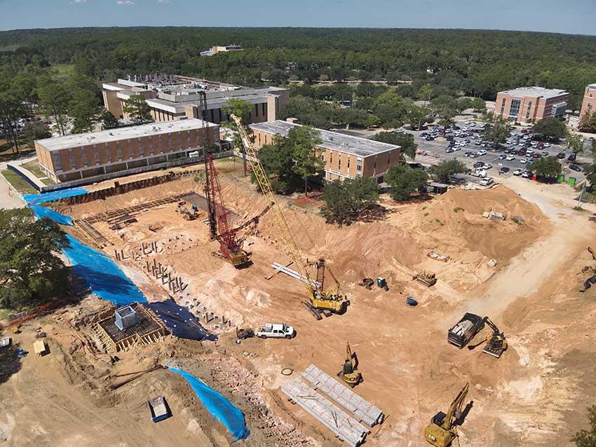 aerial view of the new College of Medicine building construction site