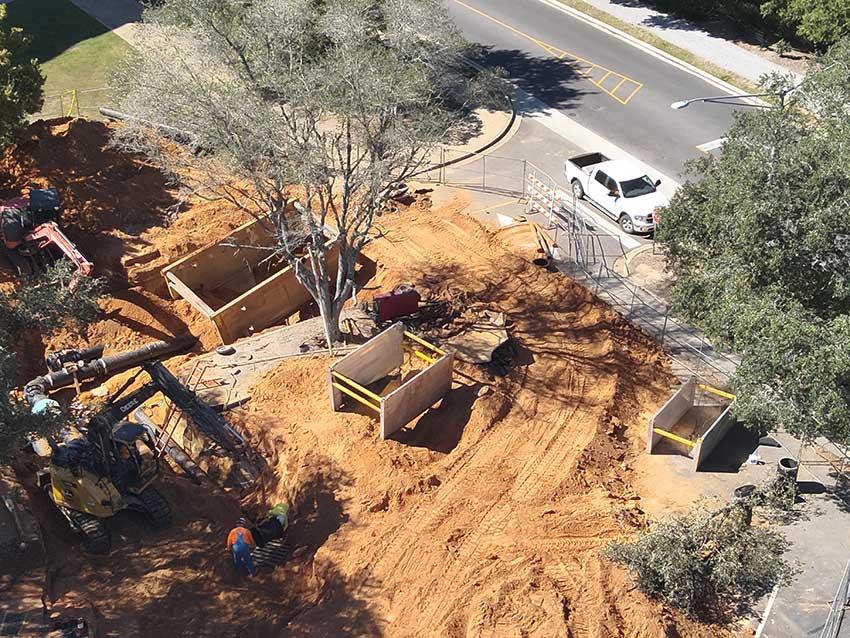 aerial view of the new College of Medicine building construction site