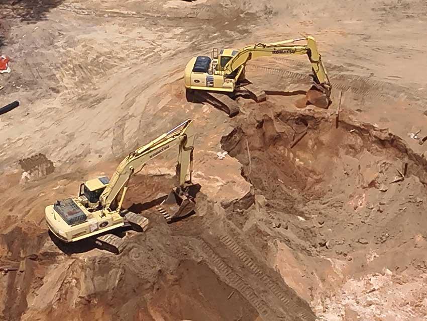 aerial view of the new College of Medicine building construction site