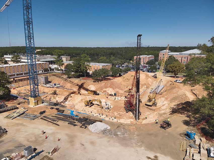 aerial view of the new College of Medicine building construction site