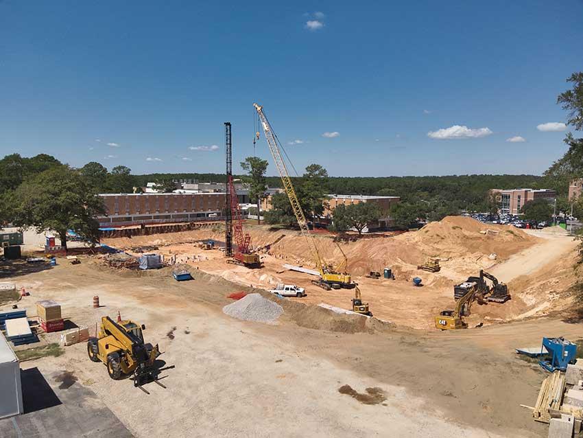 aerial view of the new College of Medicine building construction site