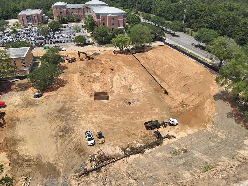 aerial view of the new College of Medicine building construction site