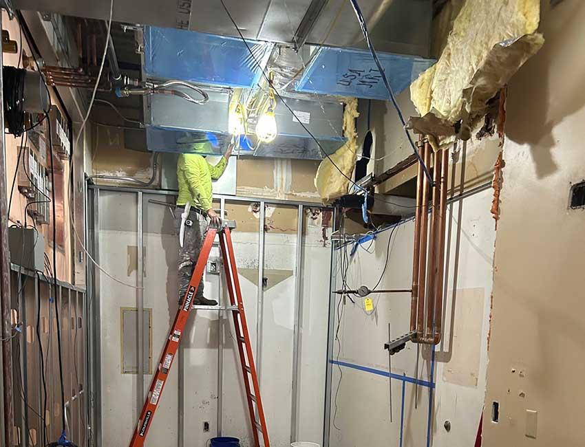 Image of the new MRI Room addition under construction at the Children's and Women's Hospital.