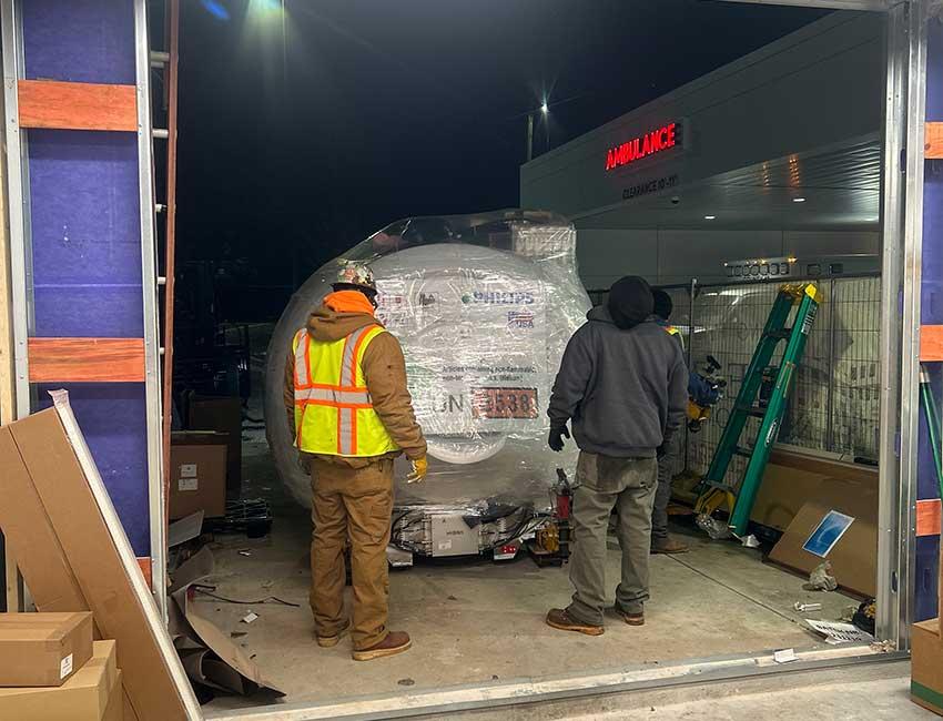 Image of the new MRI Room addition under construction at the Children's and Women's Hospital.