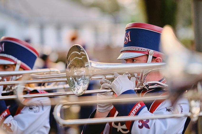 Jaguar Marching Band with their saxophone