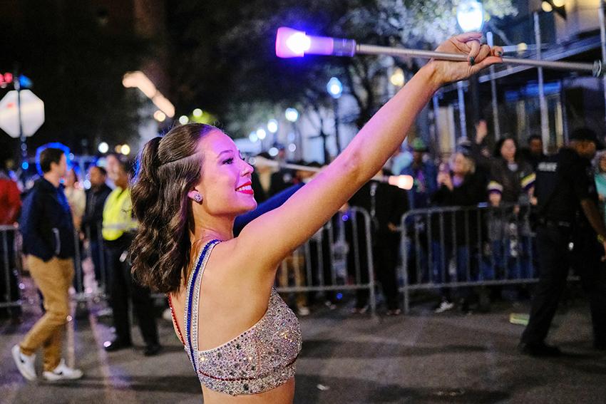 Jaguar Marching Band Twirler smiling