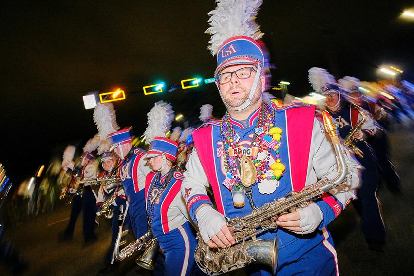 Jaguar Marching Band with their instruments