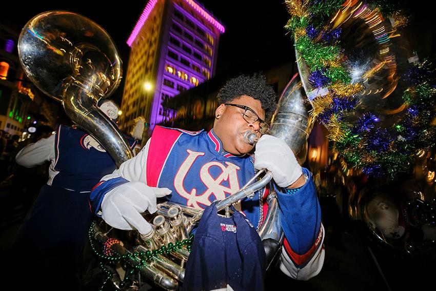 Jaguar Marding Band with their decorated instrument