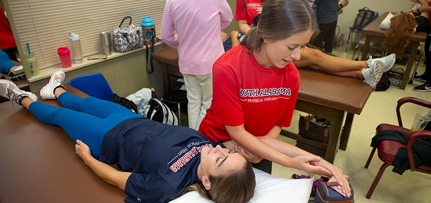 The Doctor of Physical Therapy program at the University of South Alabama offers an entry-level, first physical therapy degree that prepares graduates for professional practice. During their time in the program, students develop essential communication skills in addition to professional and manual skills and techniques.