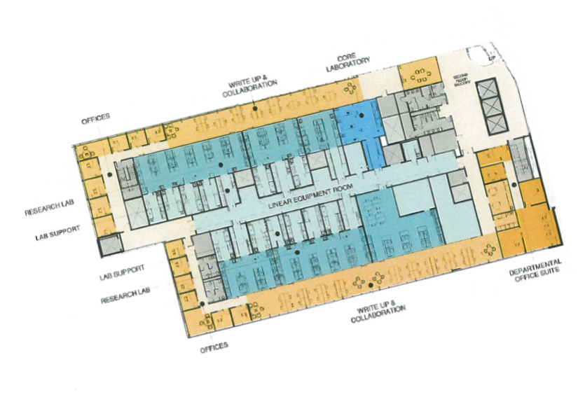 Layout of laboratories in the new Whiddon College of Medicine building