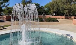 Pictured is the fountain outside of the USA Laidlaw Performing Arts Center.