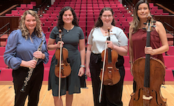 Pictured on the Laidlaw stage are Amy Selkirk, Silvia Suarez, Ashley Overby, and Andrea Beltran Landers.