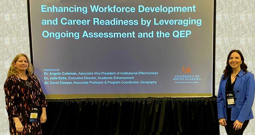 Faculty members from the University of South Alabama led an insightful presentation on workforce development and career readiness at the Southern Association of Colleges and Schools Commission on Colleges (SACSCOC) Annual Meeting, held December 7-10, 2024, in Austin, Texas.