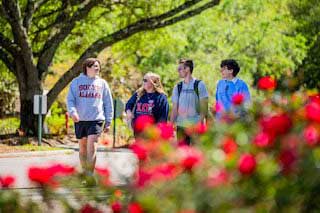 Student walking on campus
