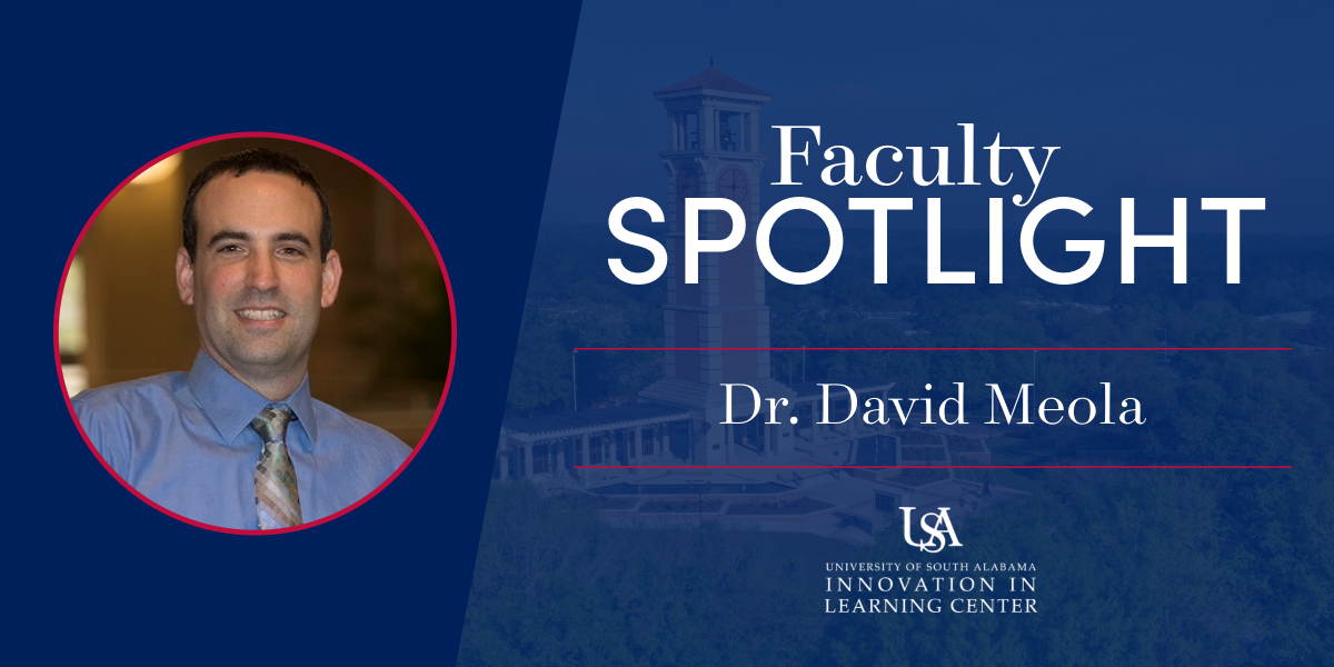 faculty spotlight banner showing photo of dr. david meola