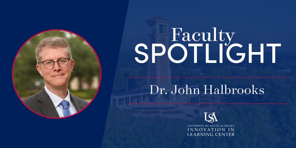 faculty spotlight banner showing photo of dr. john halbrooks