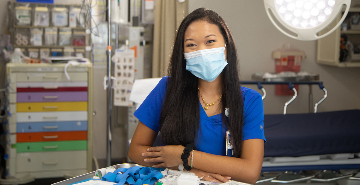Serena Thidasongsavanh works as a nurse in the emergency department at USA Health University Hospital. Compared with other academic medical centers in the United States, the University Hospital emergency department handles some of the most complex and challenging cases requiring the highest level of care. 
