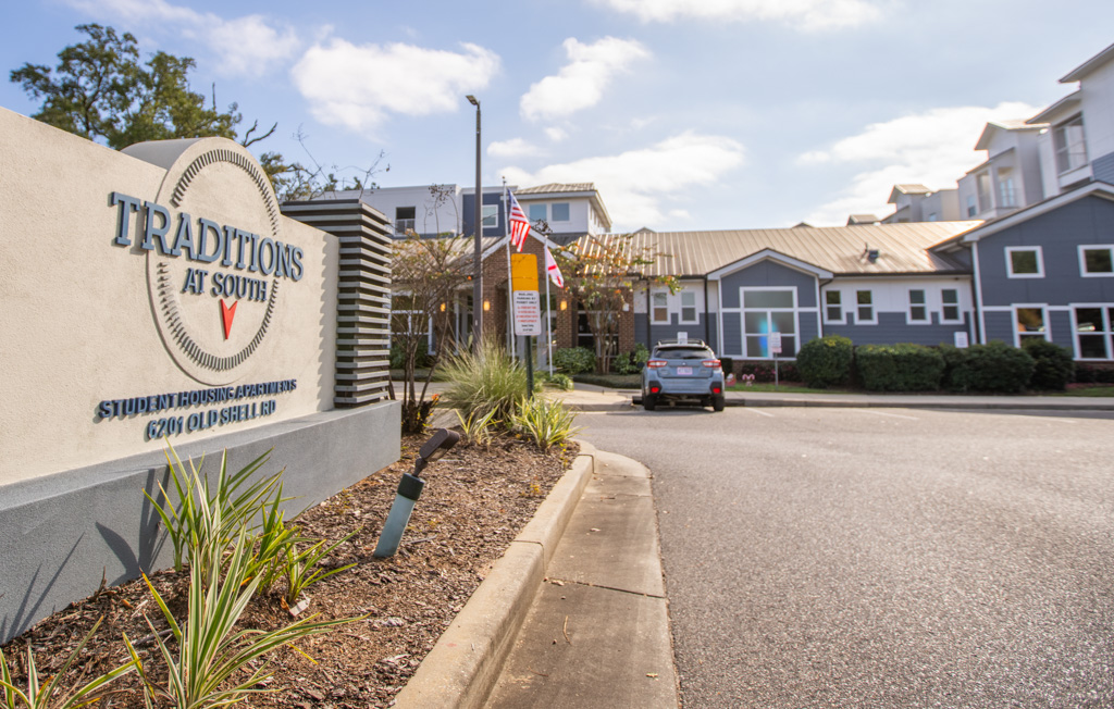 Traditions Apartment Complex sign