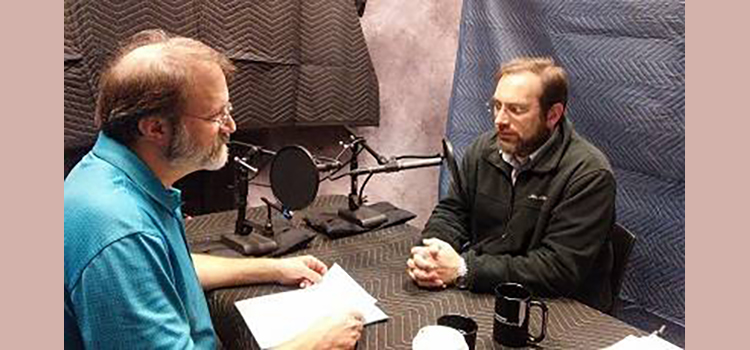 Steve Trout (left) and Mike Bunn (right) recording the War & Memory podcast.