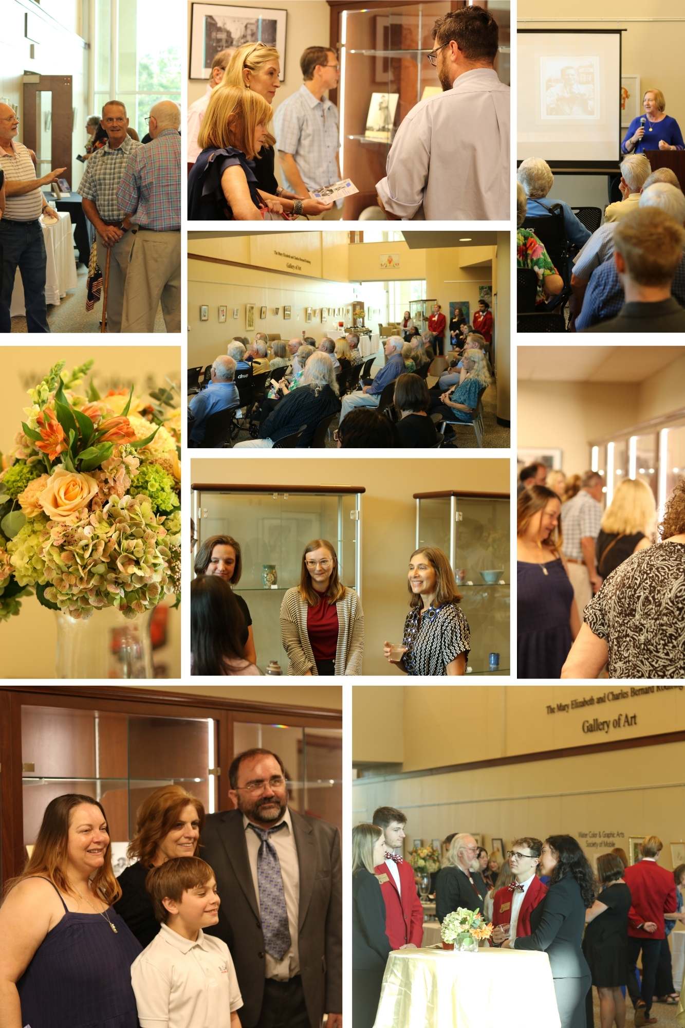 a coloful collage of images from the Shrout reception and exhibit on September 19, 2024.