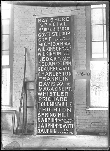 Black and white photo of a sign with street names