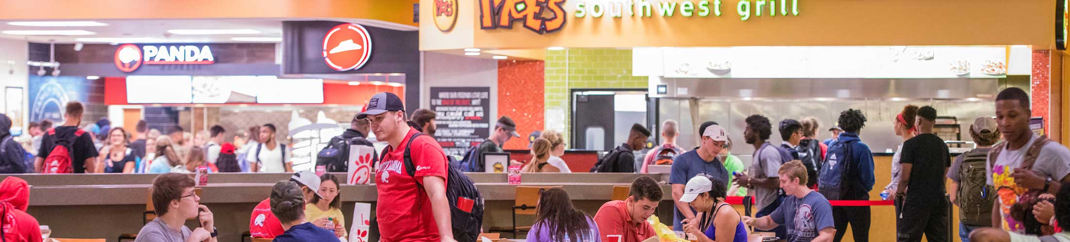 USA Students eating in food court in Student Center