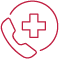 Icon of phone with medical symbol.