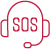 SOS with phone headset icon.